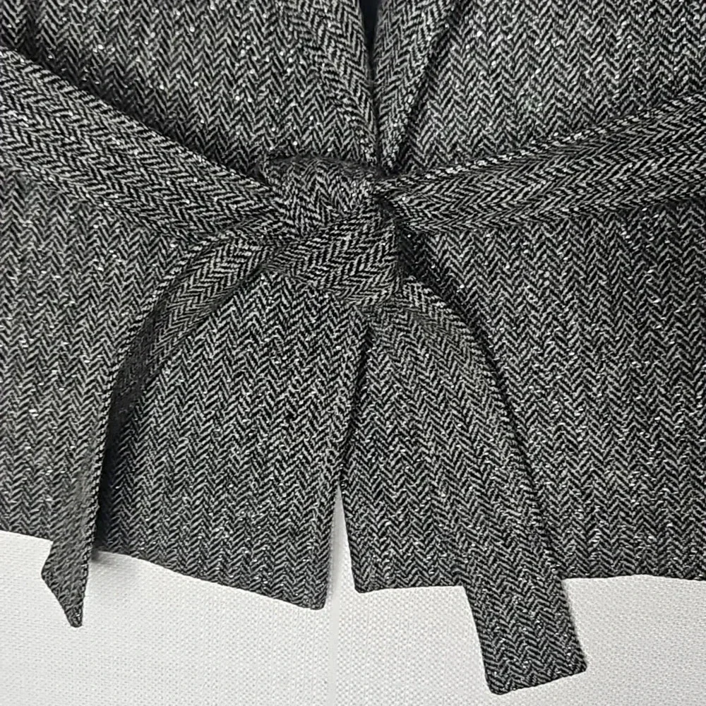 MICHAEL Michael Kors Metallic Tweed Blazer w/ Tie Waist & Faux Fur Women's Large - Picture 6 of 15
